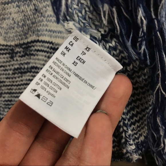 American Eagle Aztec tribal fringed open cardigan - Picture 7 of 8